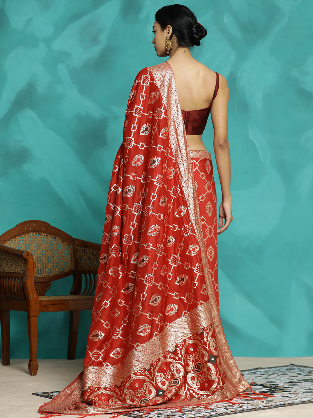 Festive Zari Woven Heavy Banarasi Red Saree