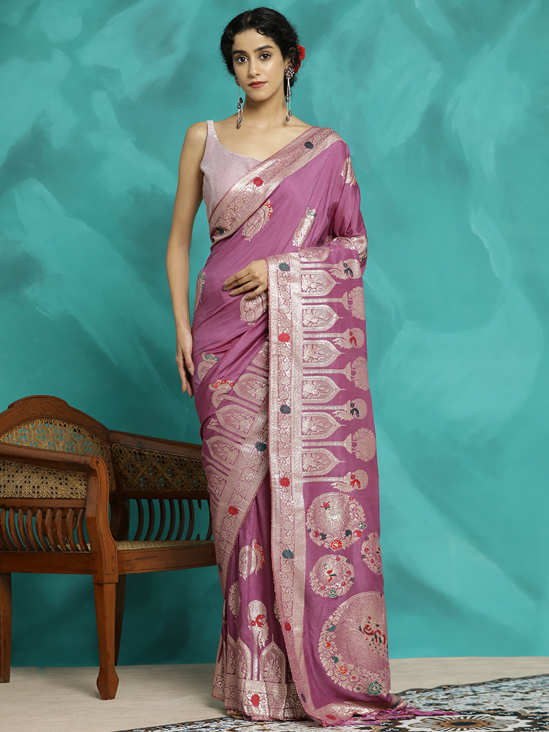 Festive Zari Woven Heavy Banarasi Lavender Saree