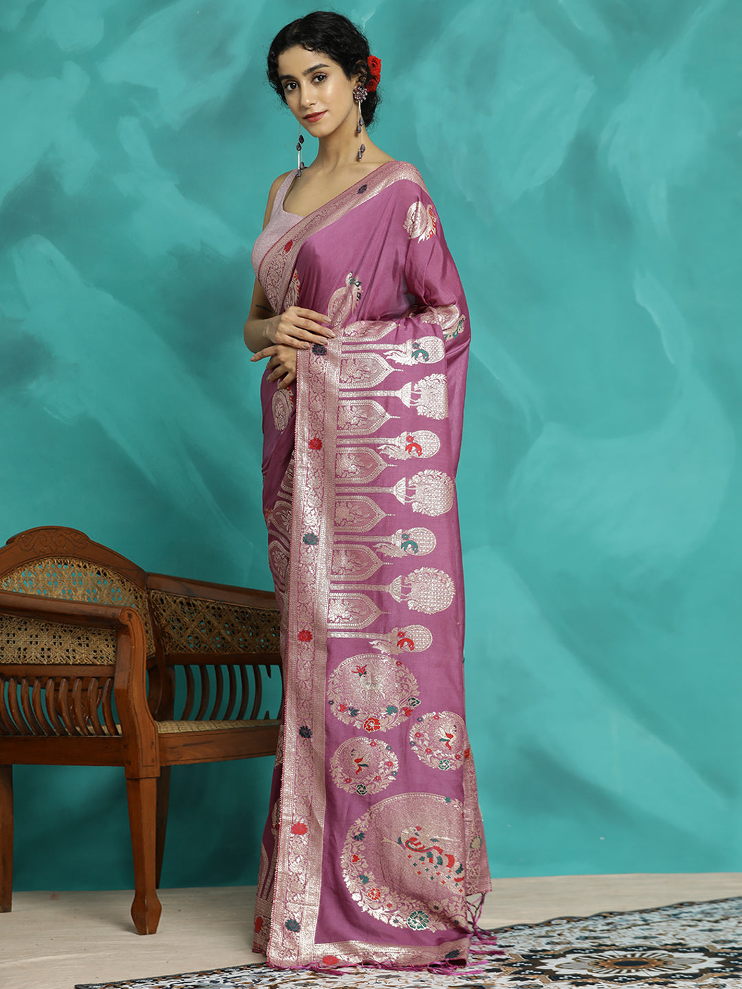 Festive Zari Woven Heavy Banarasi Lavender Saree