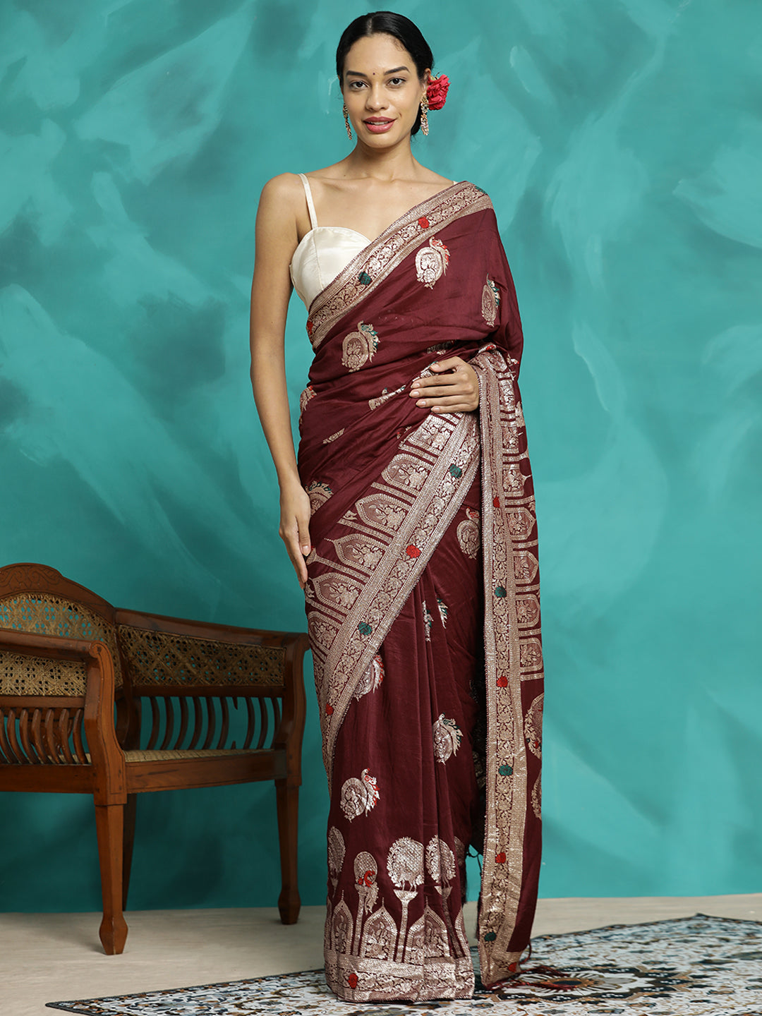 Festive Zari Woven Heavy Banarasi Maroon Saree