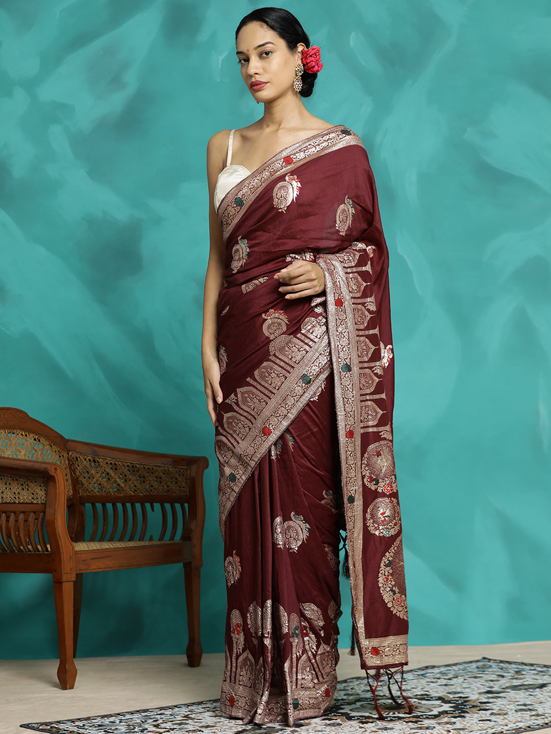 Festive Zari Woven Heavy Banarasi Maroon Saree