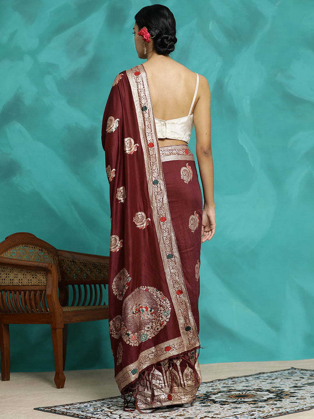 Festive Zari Woven Heavy Banarasi Maroon Saree