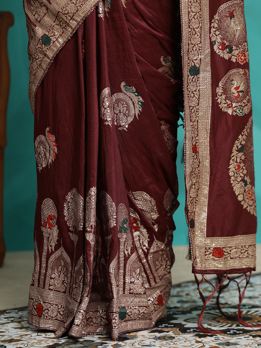 Festive Zari Woven Heavy Banarasi Maroon Saree