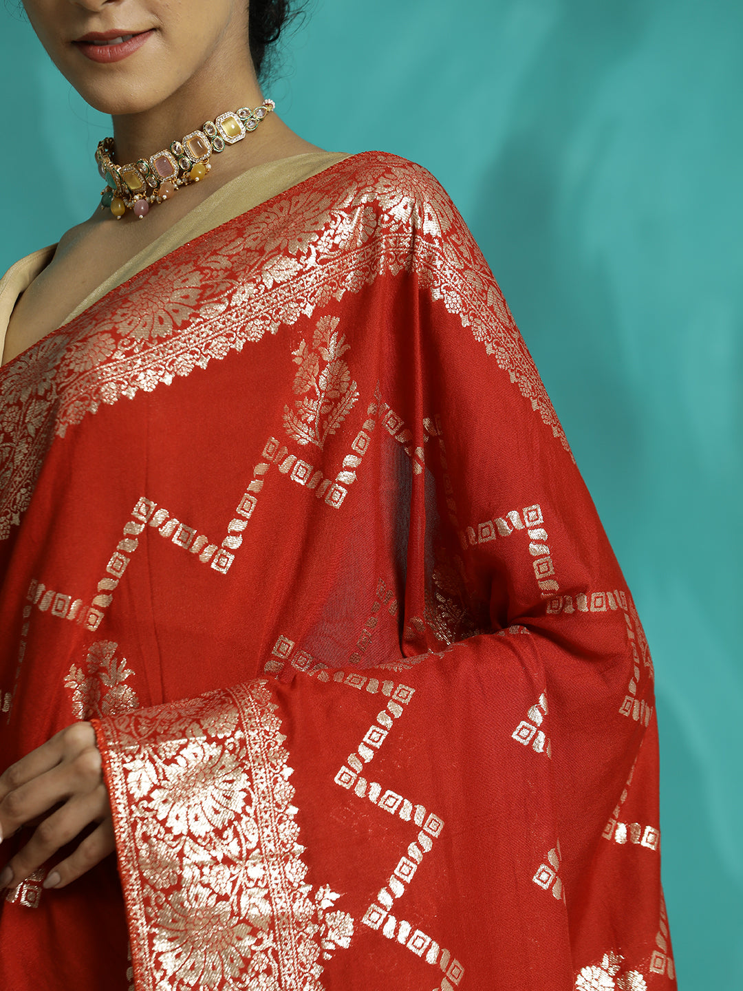 Red Zari Woven Design Heavy Banarasi Saree