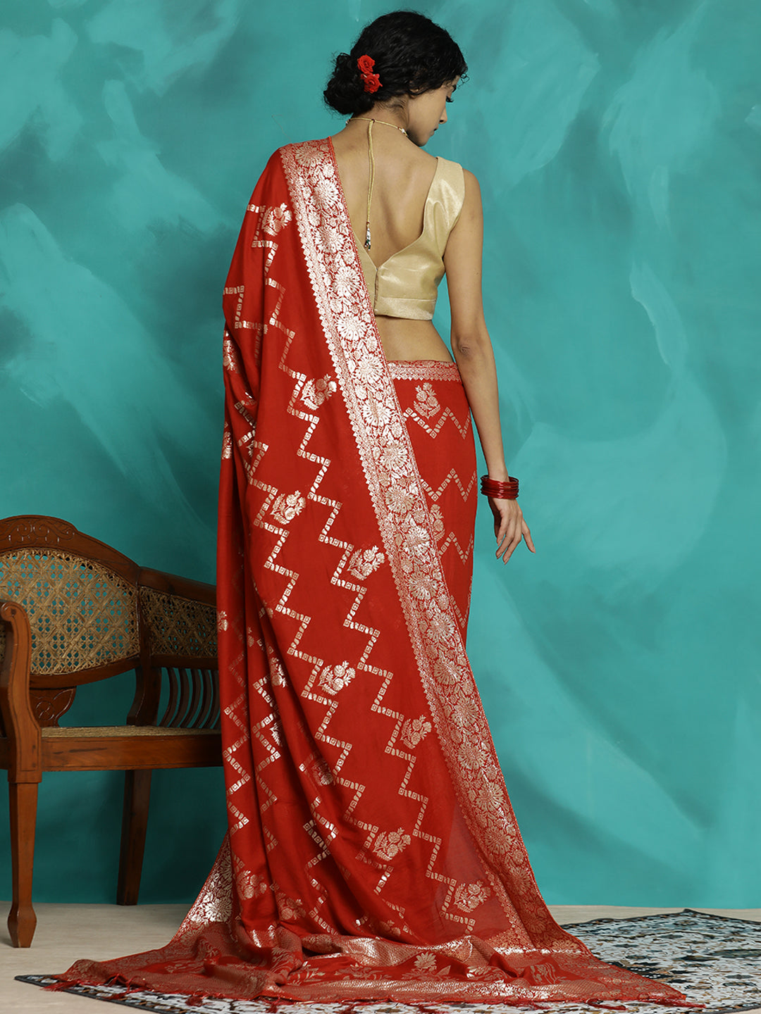 Red Zari Woven Design Heavy Banarasi Saree