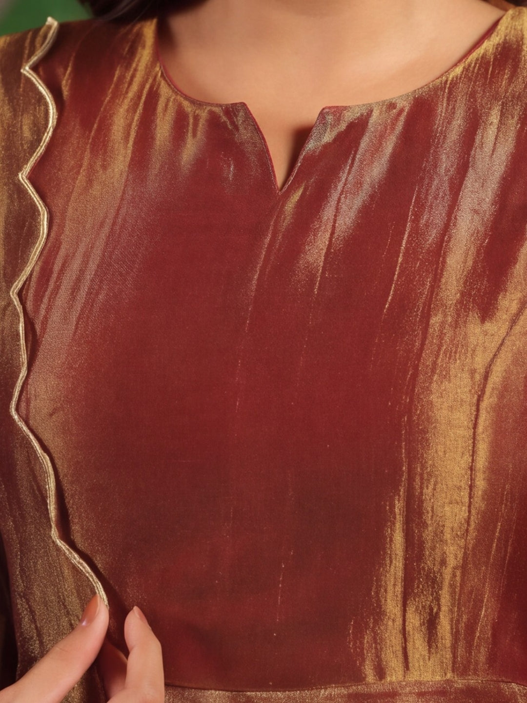 Solid A-Line Tissue Silk Kurta & Palazzos Sets