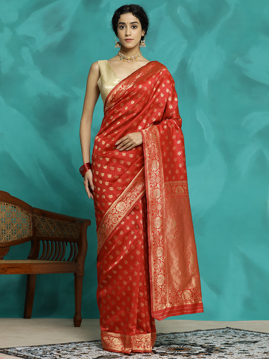 Heavy Zari Red Banarasi Saree