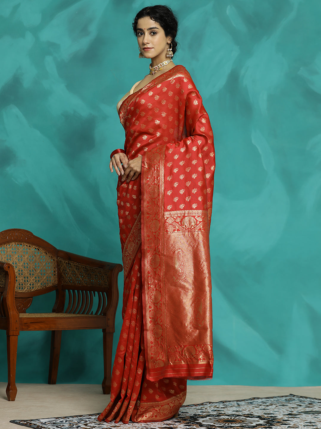 Heavy Zari Red Banarasi Saree