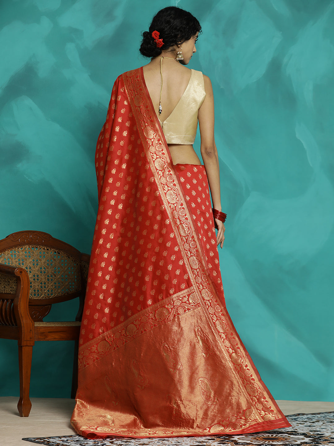 Heavy Zari Red Banarasi Saree