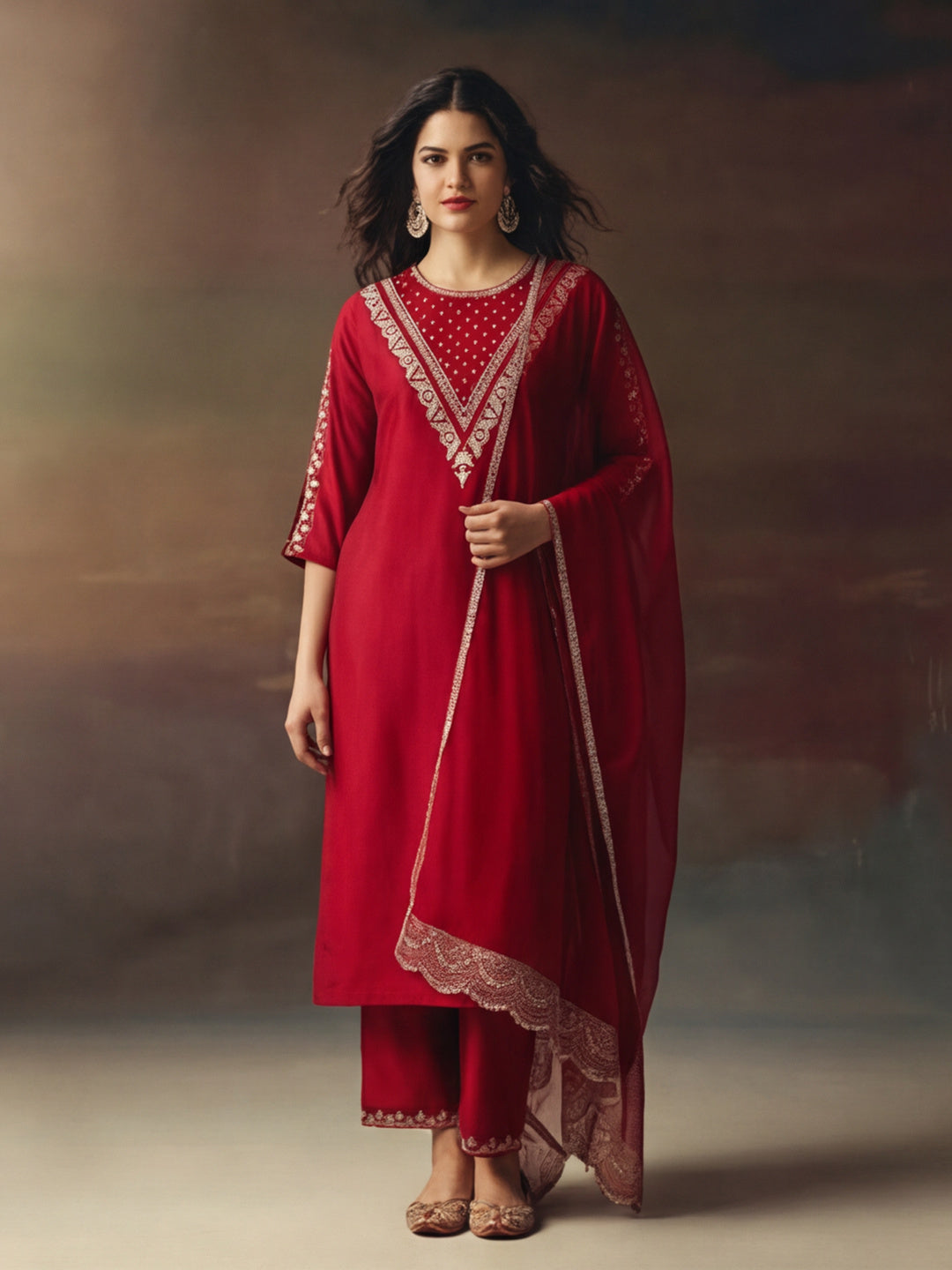 Kurta With Pant & Dupatta Ethnic Kurta Set For Women
