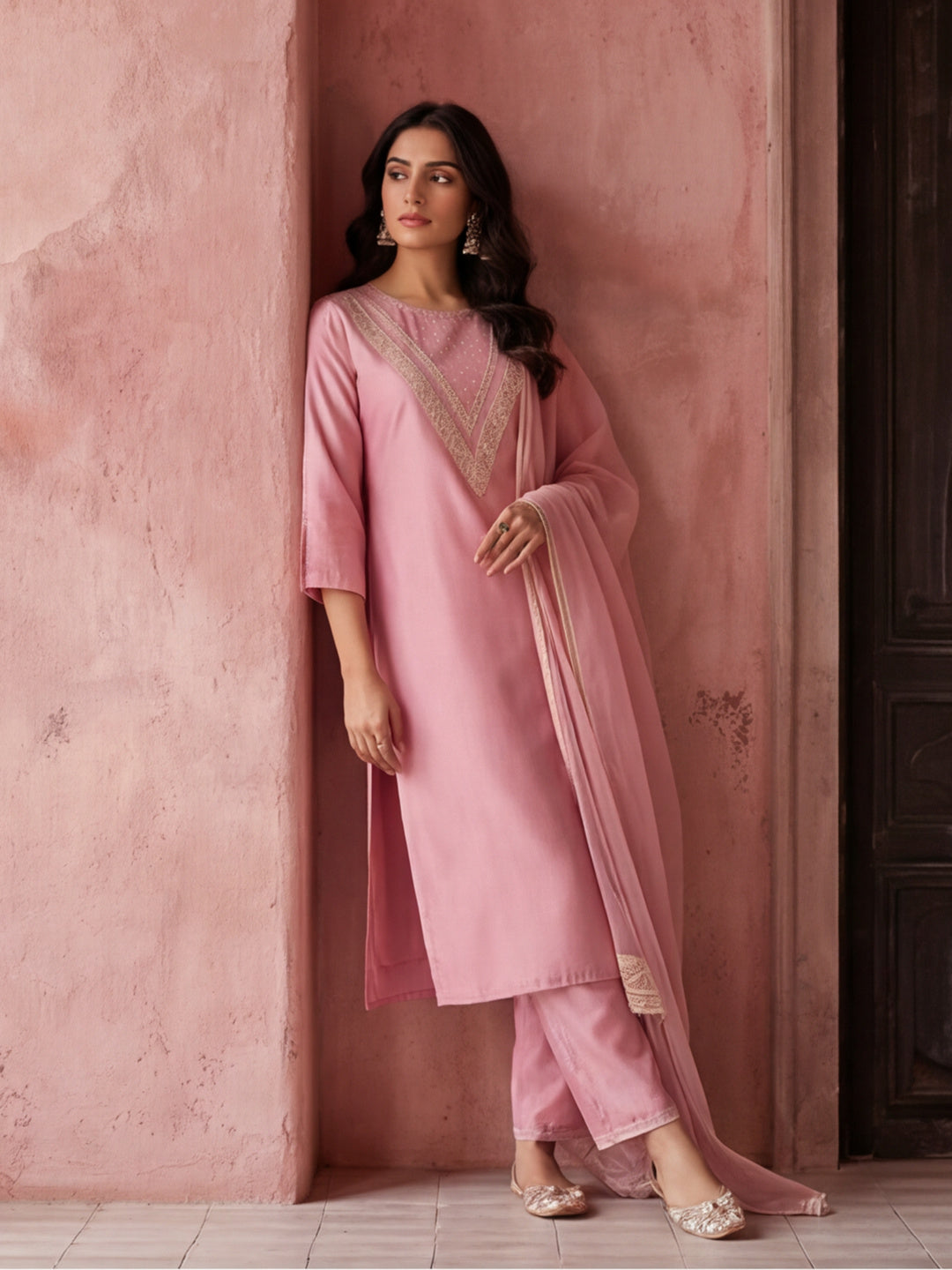 Kurta With Pant & Dupatta Ethnic Kurta Set For Women