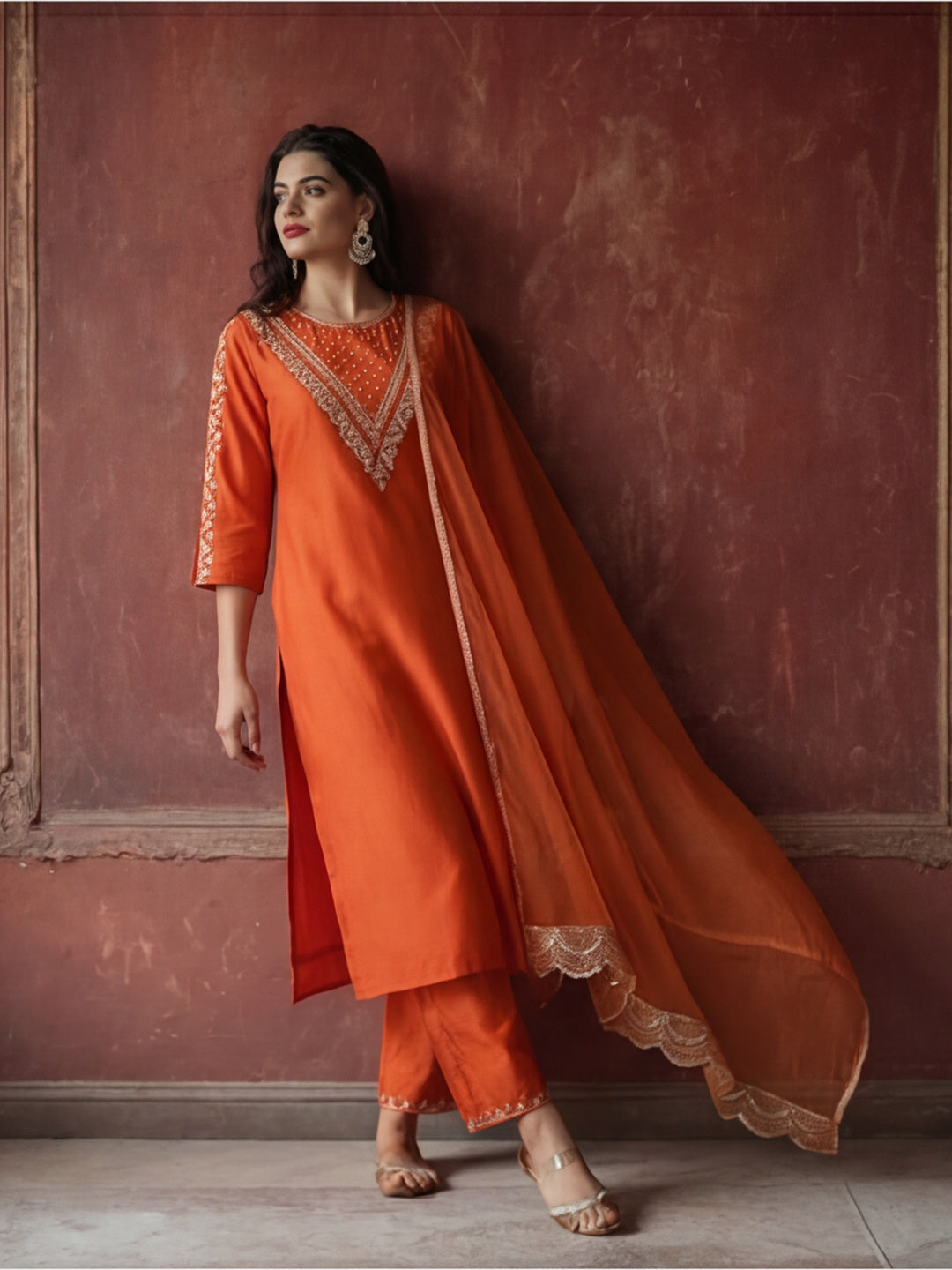 Kurta With Pant & Dupatta Ethnic Kurta Set For Women