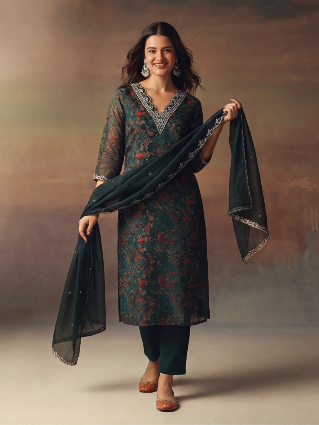 Kurta With Pant & Dupatta Ethnic Kurta Set For Women