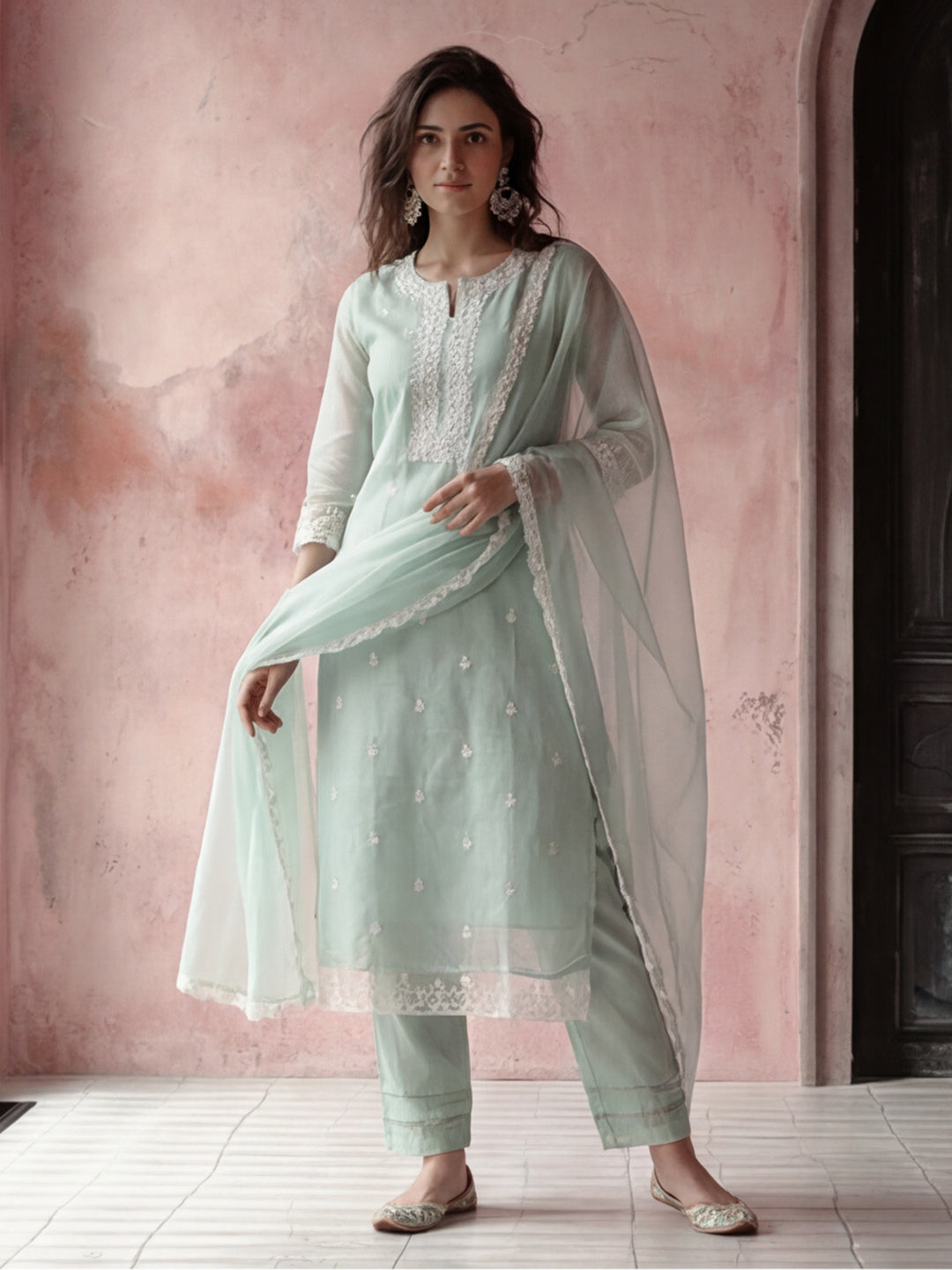 Kurta With Pant & Dupatta Ethnic Kurta Set For Women