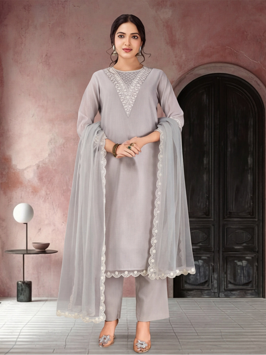 Kurta With Pant & Dupatta Ethnic Kurta Set For Women