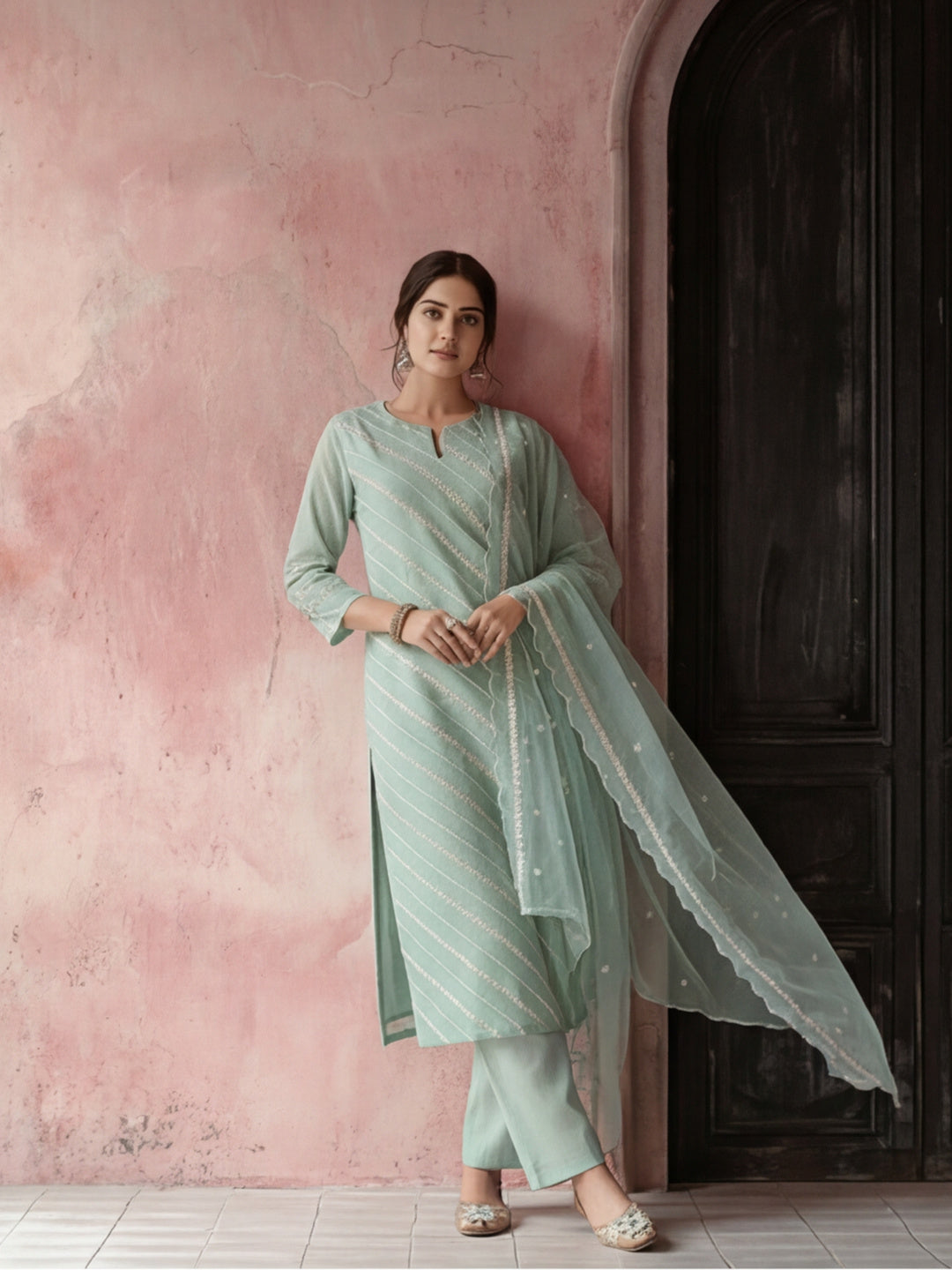 Kurta With Pant & Dupatta Ethnic Kurta Set For Women