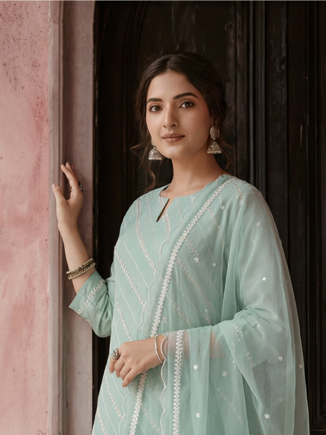 Kurta With Pant & Dupatta Ethnic Kurta Set For Women