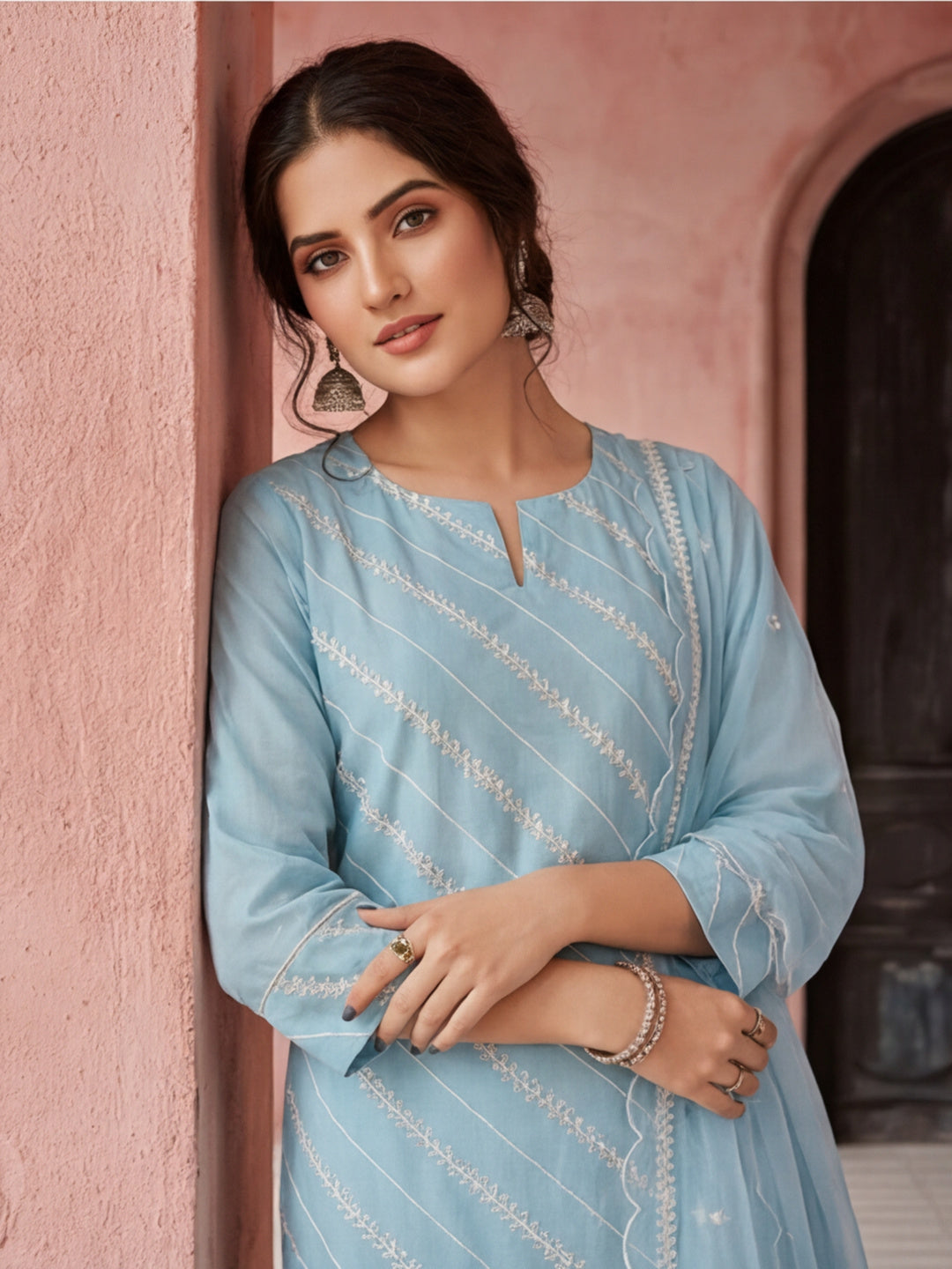 Kurta With Pant & Dupatta Ethnic Kurta Set For Women