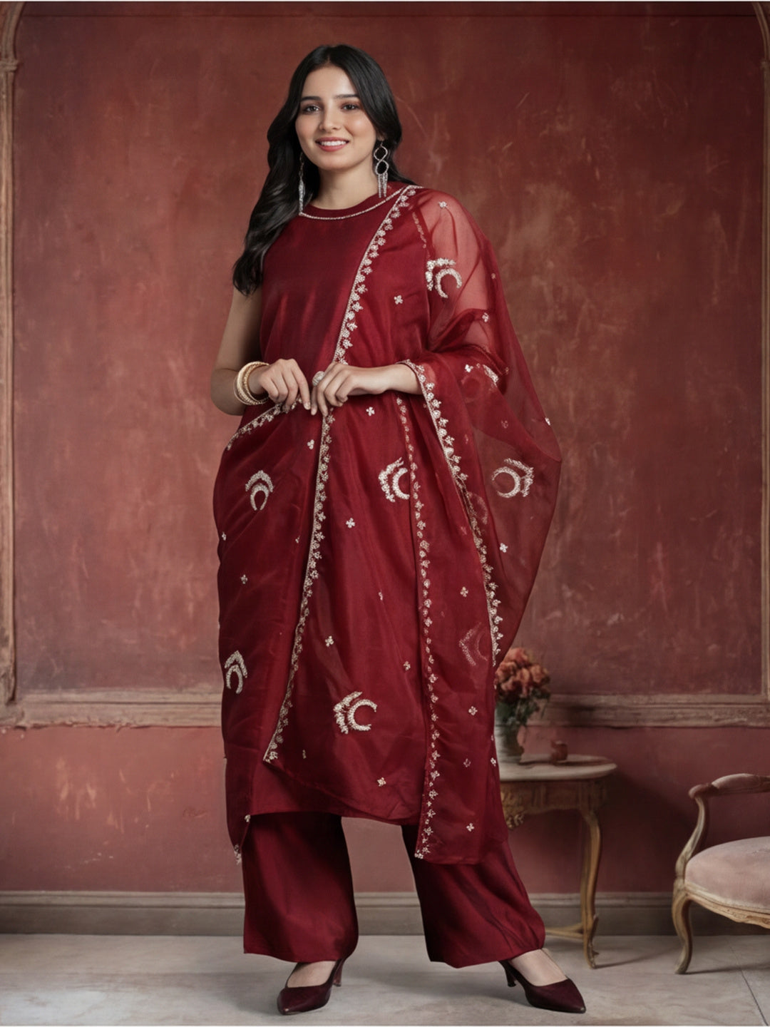 Kurta With Pant & Dupatta Ethnic Kurta Set For Women