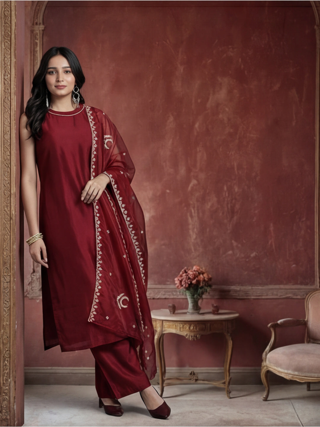 Kurta With Pant & Dupatta Ethnic Kurta Set For Women