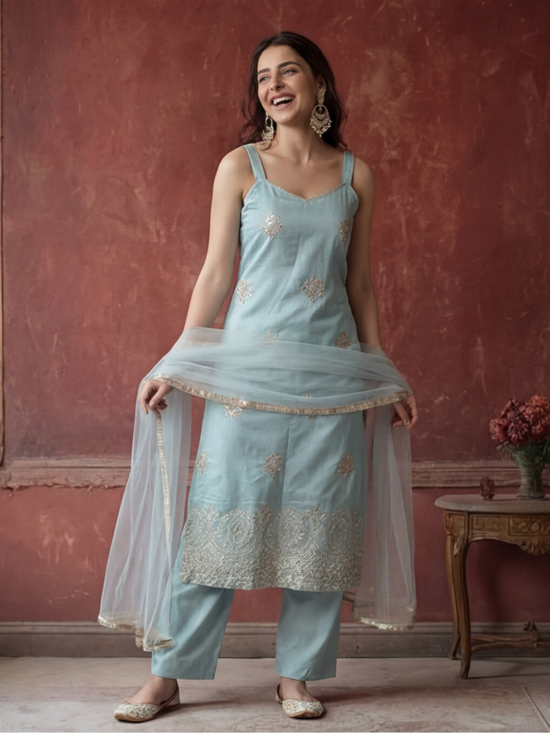 Kurta With Pant & Dupatta Ethnic Kurta Set For Women