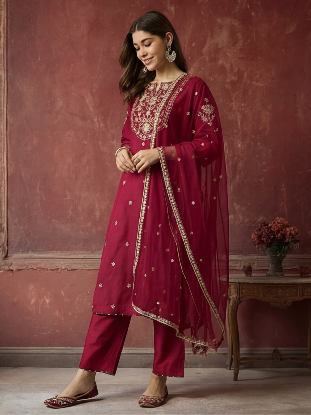 Kurta With Pant & Dupatta Ethnic Kurta Set For Women