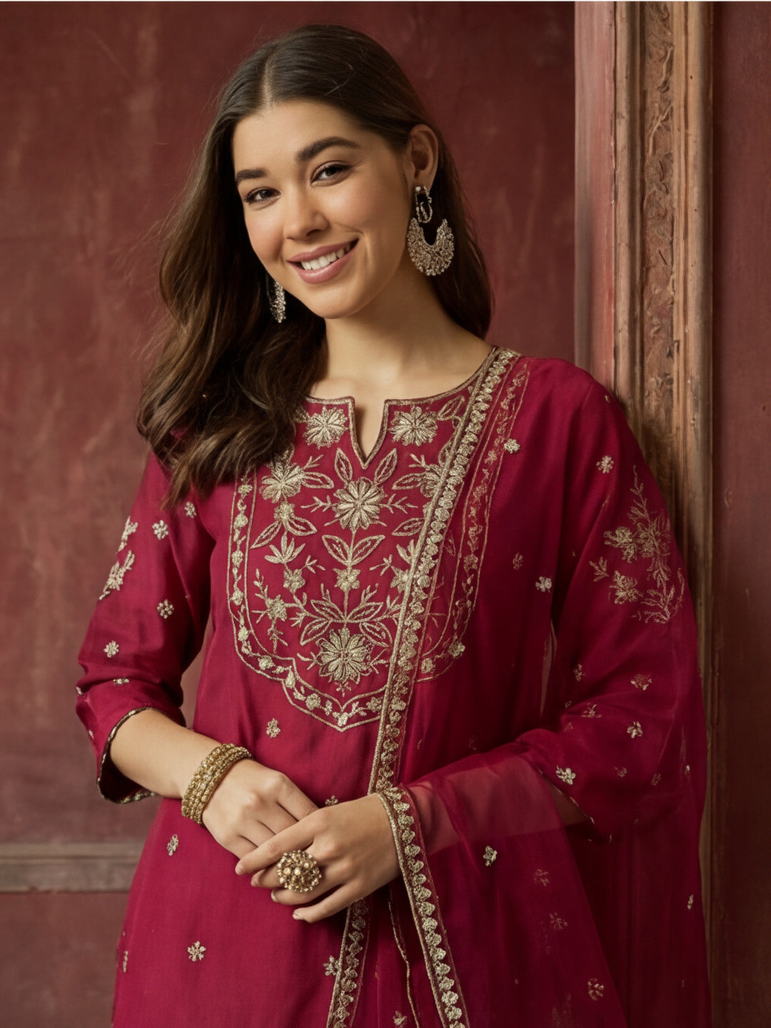 Kurta With Pant & Dupatta Ethnic Kurta Set For Women