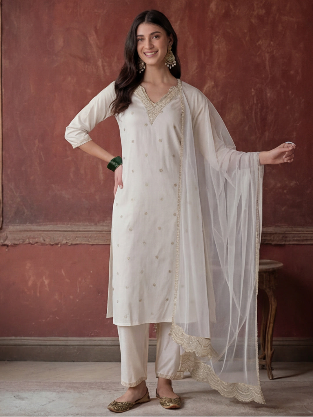 Kurta With Pant & Dupatta Ethnic Kurta Set For Women