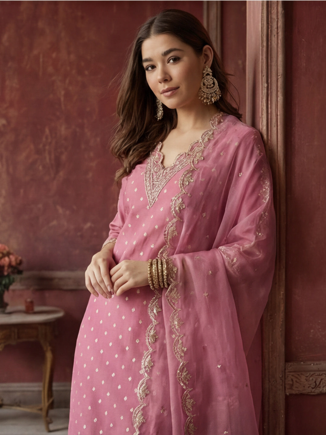 Kurta With Pant & Dupatta Ethnic Kurta Set For Women