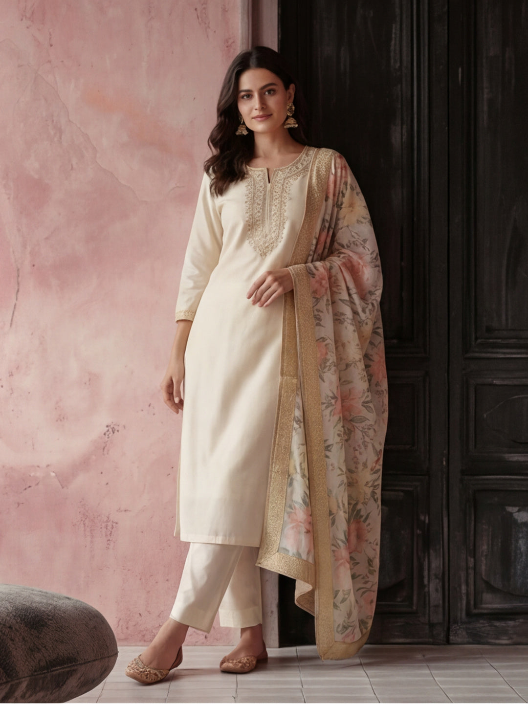 Kurta With Pant & Dupatta Ethnic Kurta Set For Women