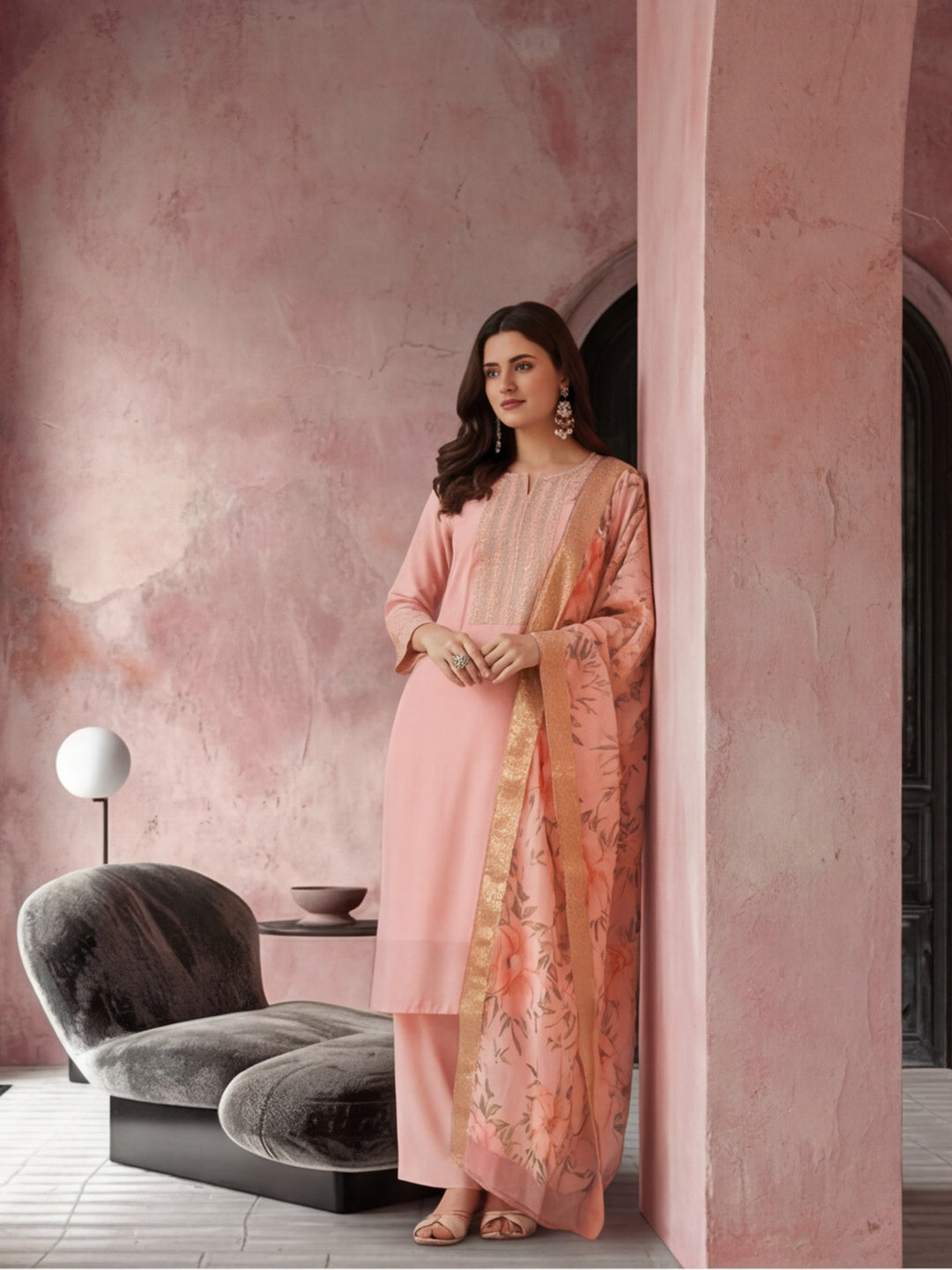 Kurta With Pant & Dupatta Ethnic Kurta Set For Women