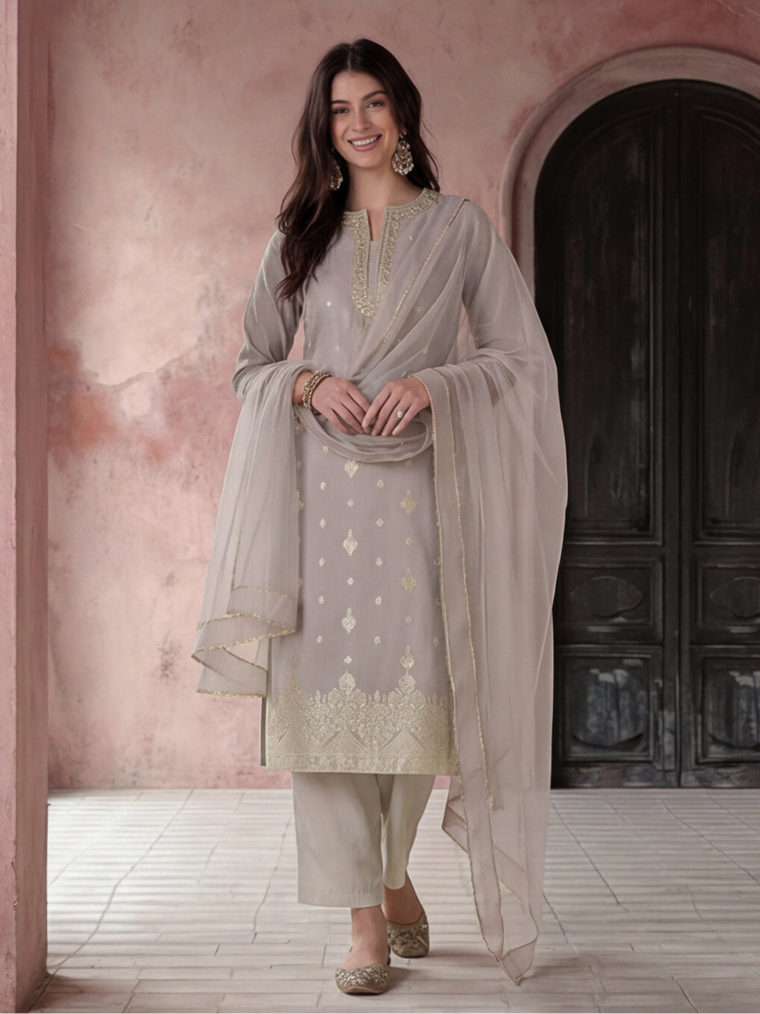 Kurta With Pant & Dupatta Ethnic Kurta Set For Women