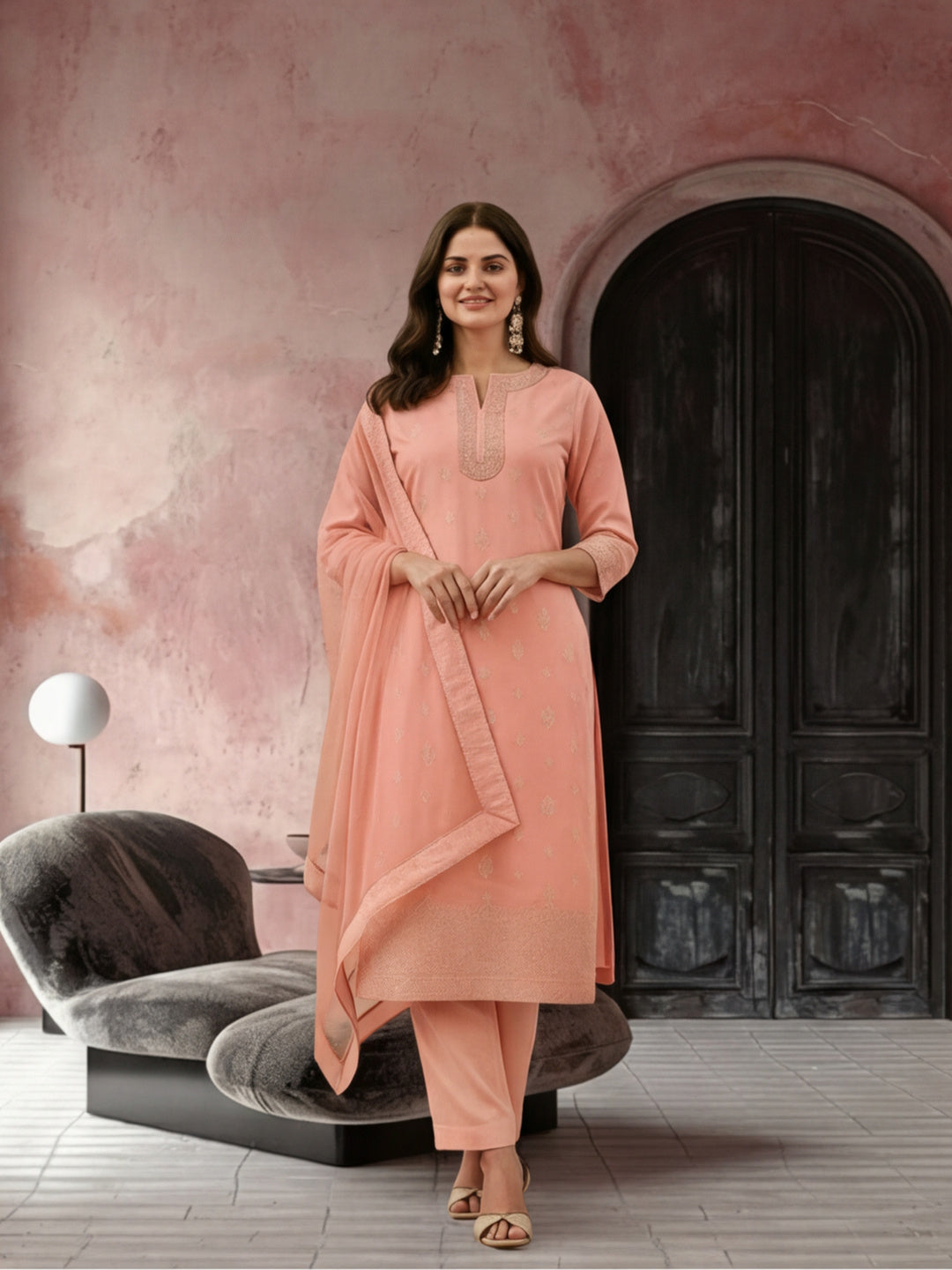 Kurta With Pant & Dupatta Ethnic Kurta Set For Women