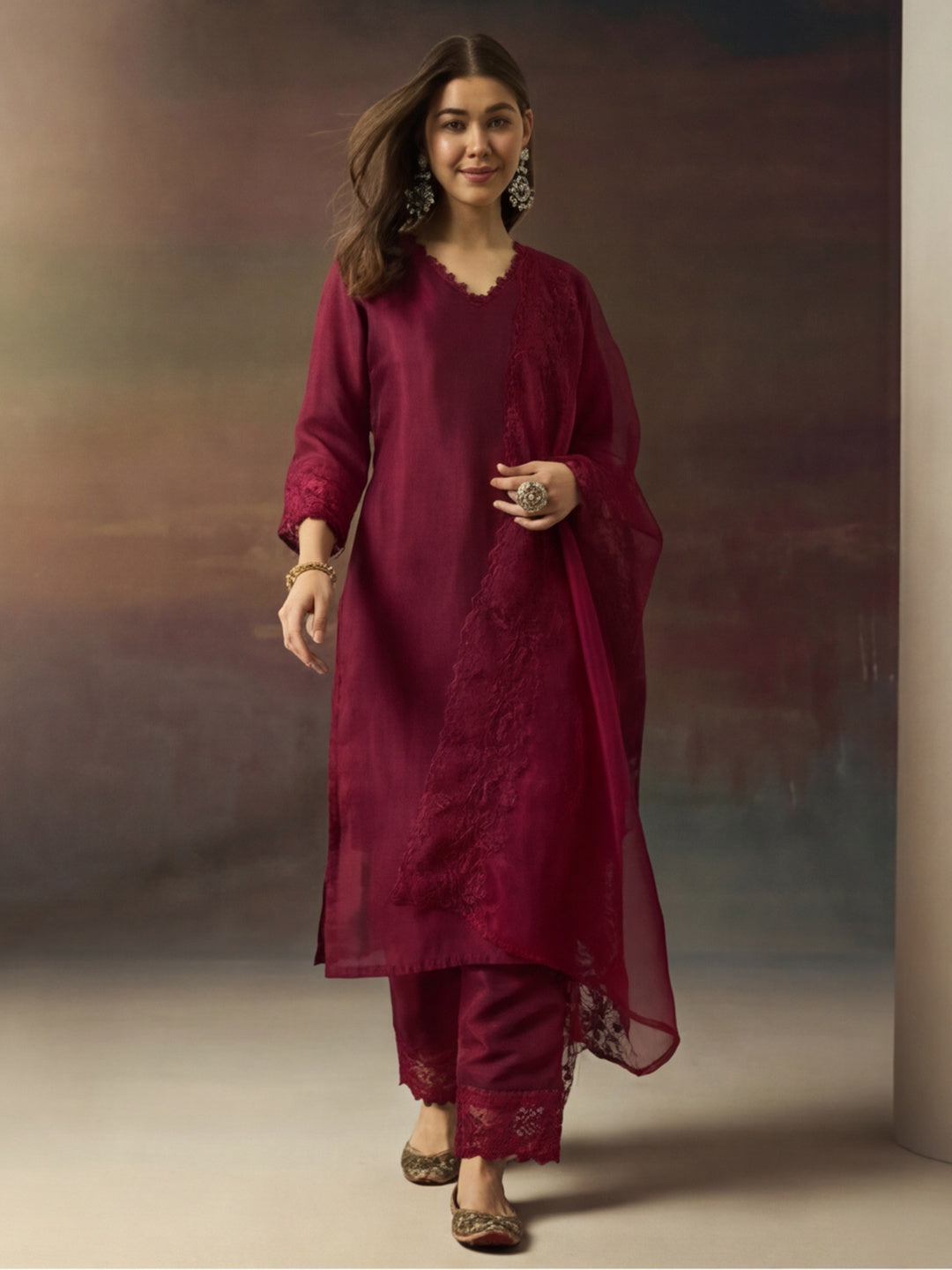 Kurta With Pant & Dupatta Ethnic Kurta Set For Women