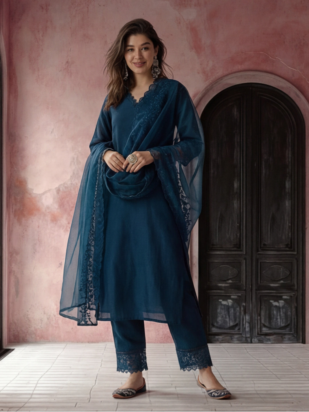 Kurta With Pant & Dupatta Ethnic Kurta Set For Women