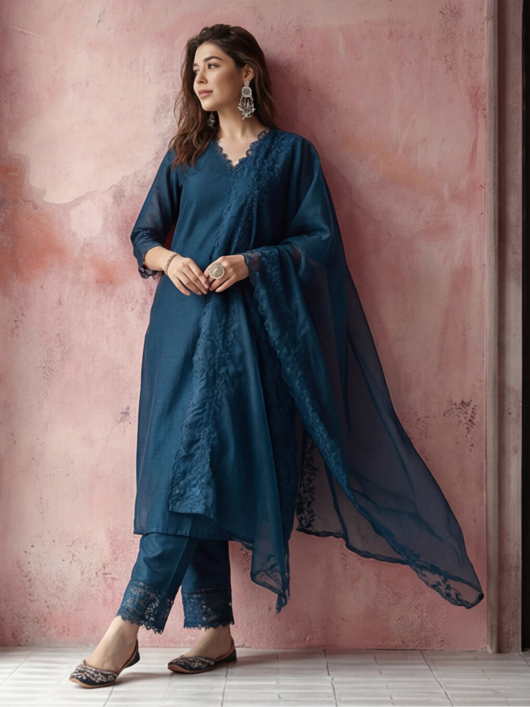 Kurta With Pant & Dupatta Ethnic Kurta Set For Women
