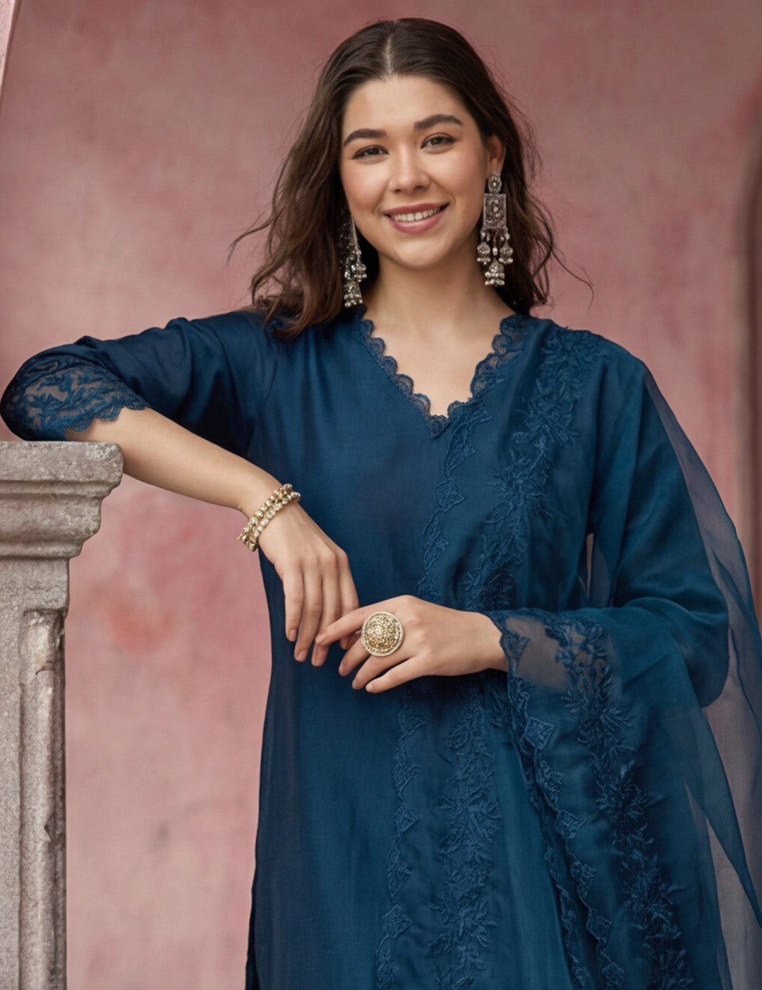Kurta With Pant & Dupatta Ethnic Kurta Set For Women