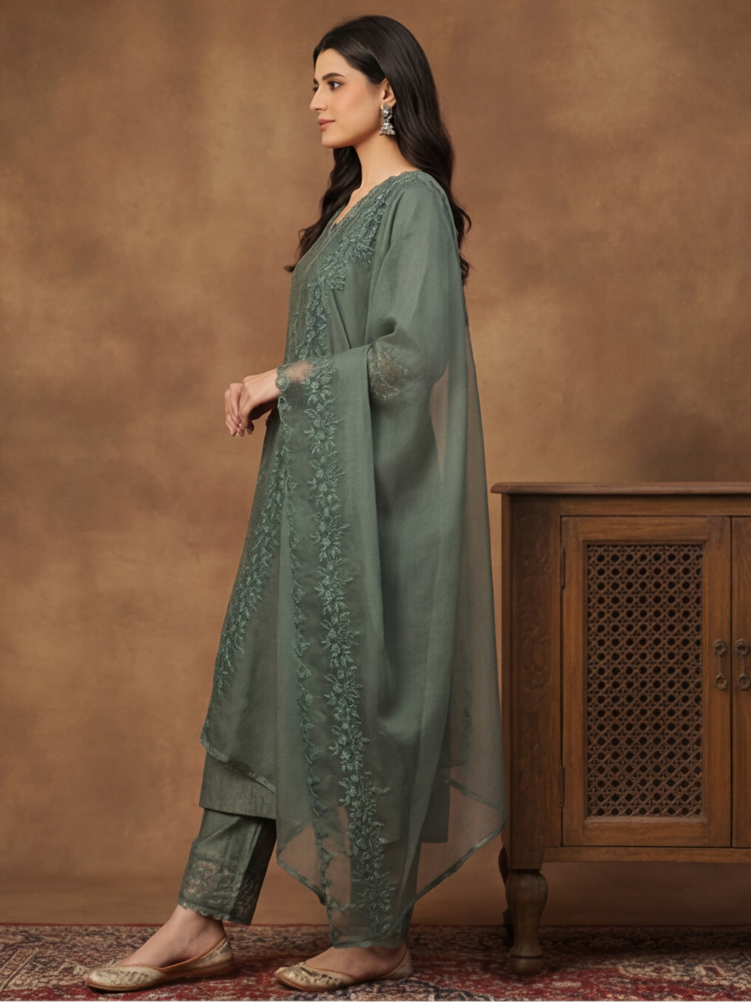 Kurta With Pant & Dupatta Ethnic Kurta Set For Women