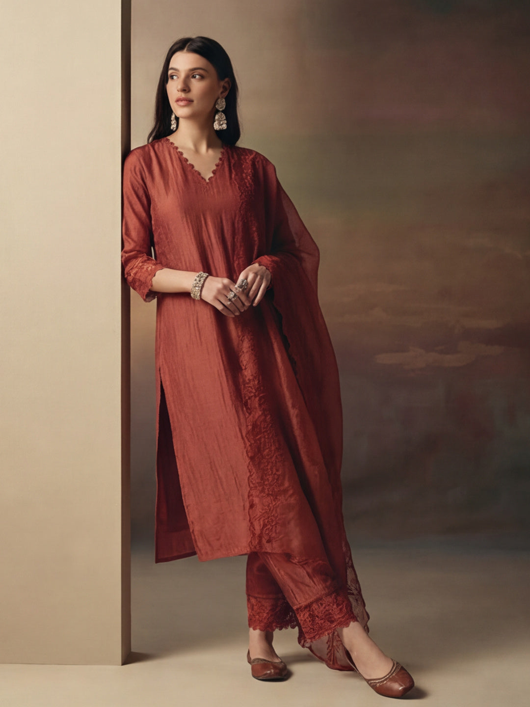 Kurta With Pant & Dupatta Ethnic Kurta Set For Women