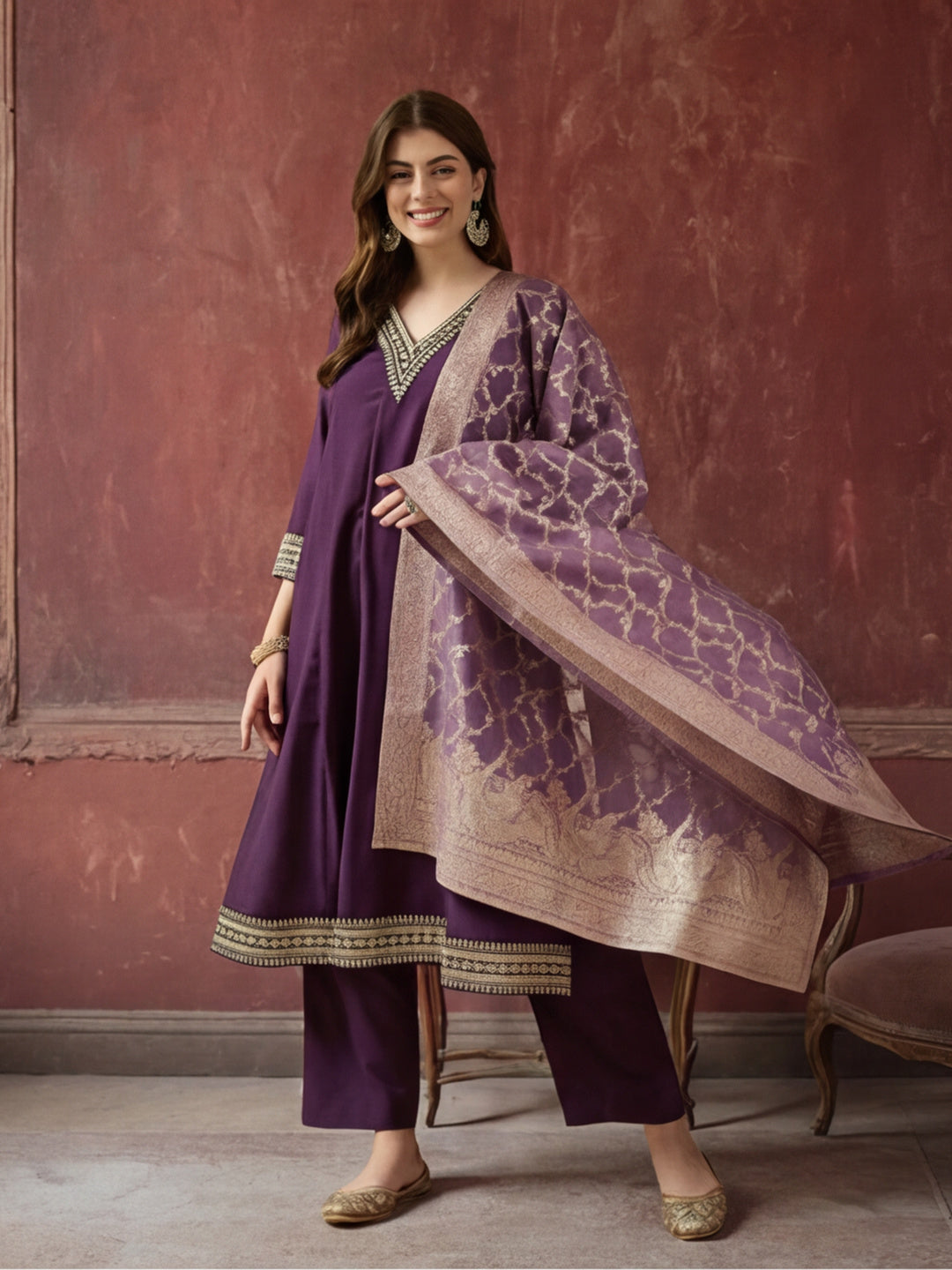 Kurta With Pant & Dupatta Ethnic Kurta Set For Women