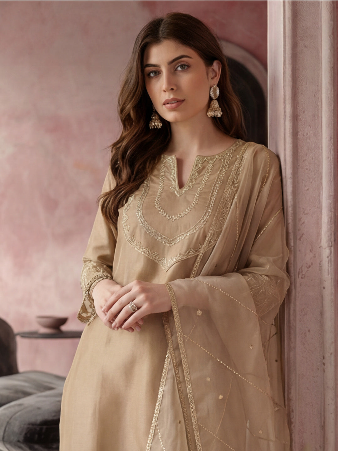 Kurta With Pant & Dupatta Ethnic Kurta Set For Women