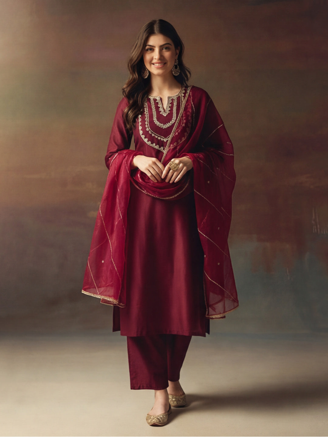 Kurta With Pant & Dupatta Ethnic Kurta Set For Women