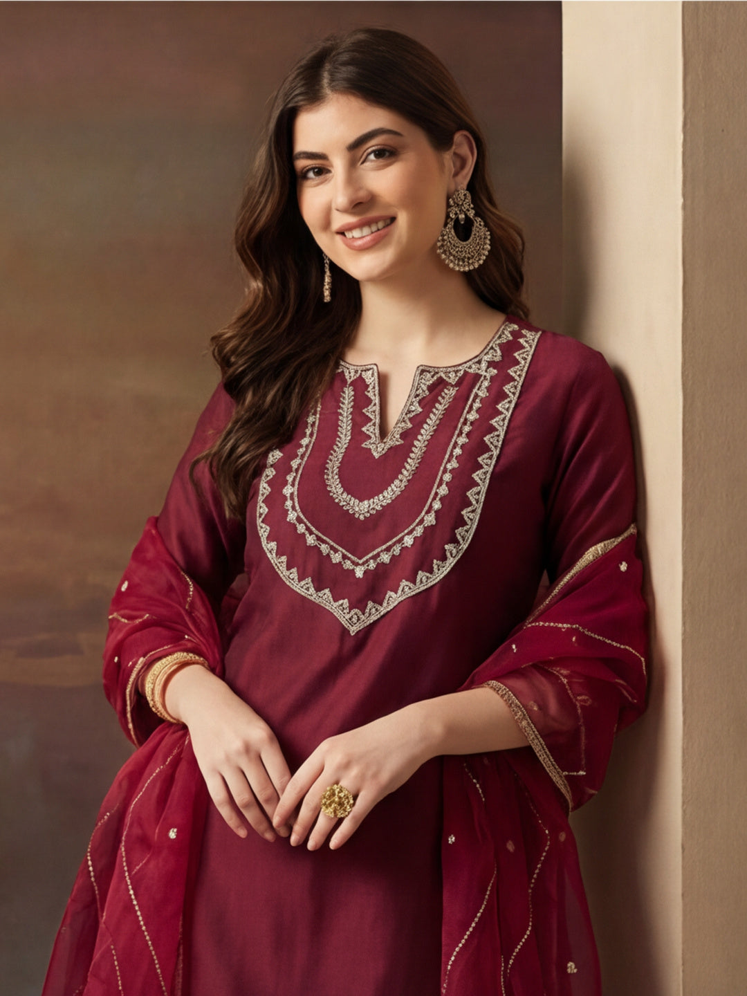 Kurta With Pant & Dupatta Ethnic Kurta Set For Women