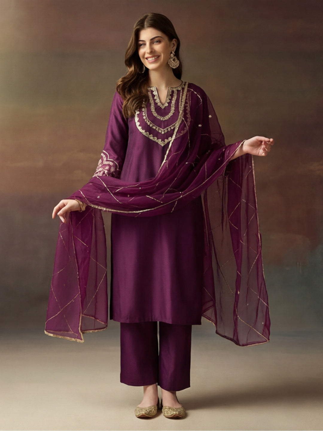 Kurta With Pant & Dupatta Ethnic Kurta Set For Women