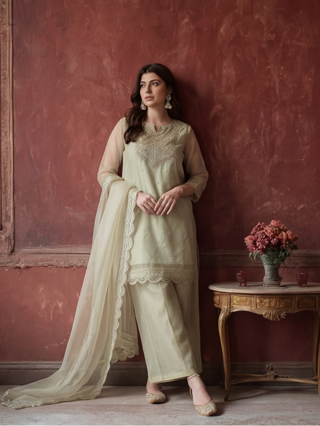 Kurta With Pant & Dupatta Ethnic Kurta Set For Women