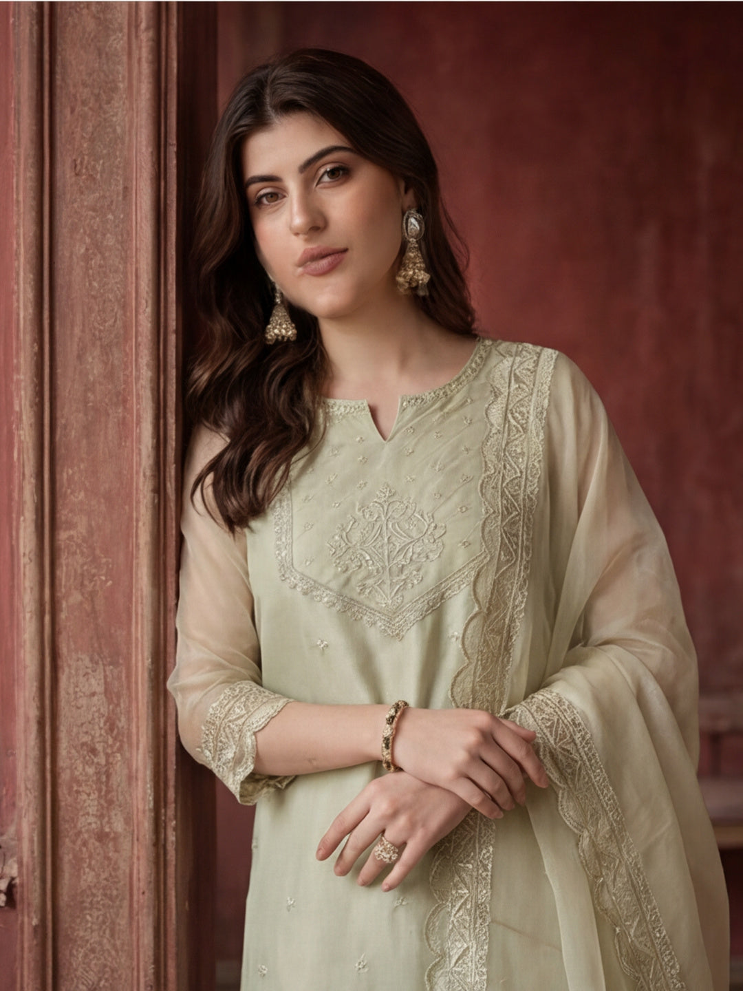Kurta With Pant & Dupatta Ethnic Kurta Set For Women