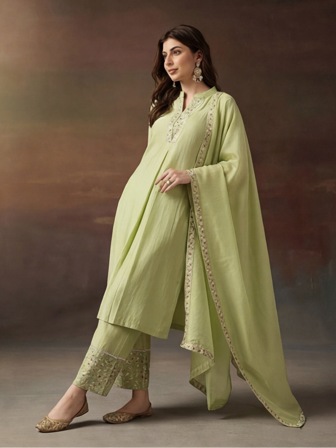 Kurta With Pant & Dupatta Ethnic Kurta Set For Women