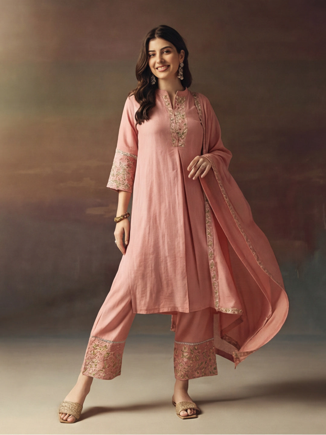Kurta With Pant & Dupatta Ethnic Kurta Set For Women
