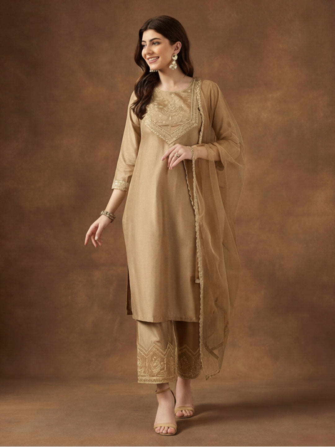Kurta With Pant & Dupatta Ethnic Kurta Set For Women