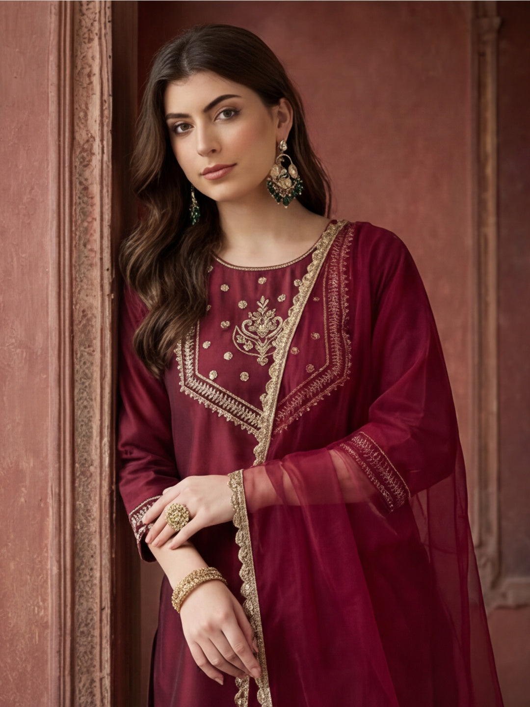 Kurta With Pant & Dupatta Ethnic Kurta Set For Women